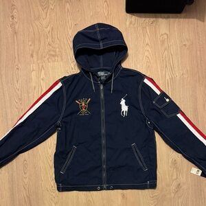 Ralph Lauren Navy Windbreaker with Red and White Accents
